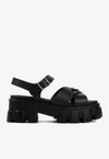 Prada Monolith Rubber Sandals In Black