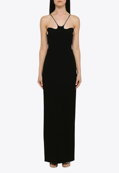 Monot Asymmetrical Neckline Maxi Dress In Black