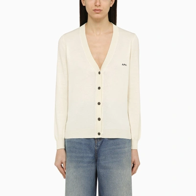 APC A.P.C. SHORT ECRU COTTON CARDIGAN