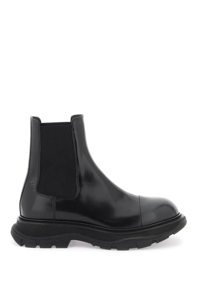 ALEXANDER MCQUEEN ALEXANDER MCQUEEN CHELSEA TREAD BRUSHED LEATHER ANKLE