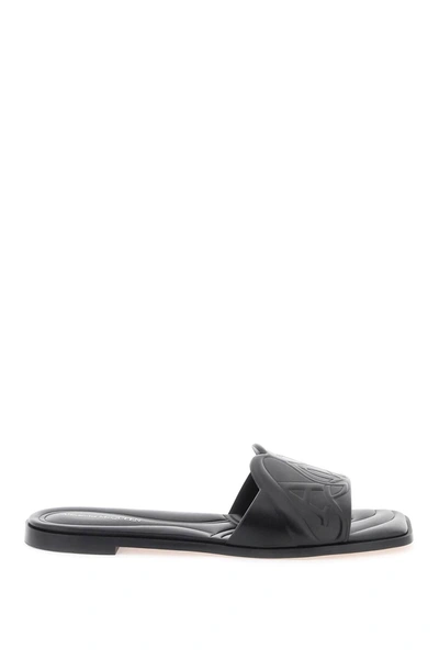 Alexander Mcqueen Alexander Mc Queen Seal Leather Flat Sandals In Black