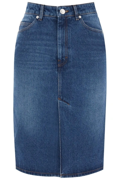 AMI ALEXANDRE MATTIUSSI AMI ALEXANDRE MATIUSSI DENIM MIDI SKIRT IN SEVEN