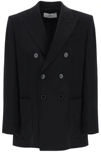 Ami Alexandre Mattiussi Ami Paris Blazer Doppiopetto In Tricotine In Black