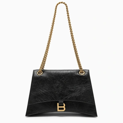 Balenciaga Crush Medium Bag With Black Chain In Brown