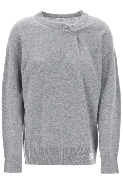 Burberry Pullover Oversize In Cashmere In Light Grey Melange