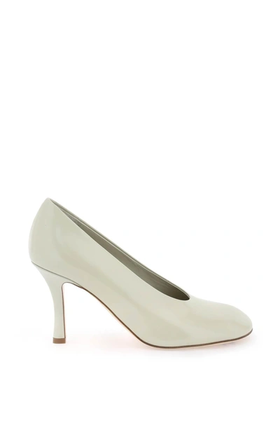 Burberry Glossy Leather Baby Pumps In White