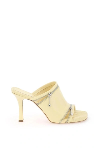 Burberry Leather Peep Sandals In Yellow