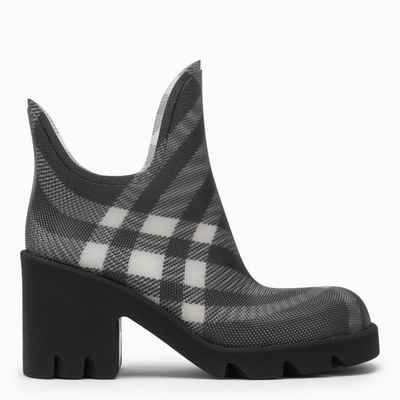 Burberry Marsh Black Rubber Ankle Boots With Check Pattern