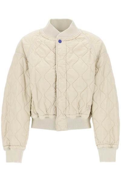 Burberry Quilted Bomber Jacket Women In Cream