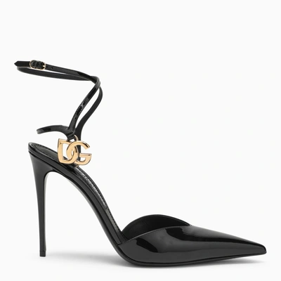 Dolce & Gabbana Dolce&gabbana | Black Patent Leather Slingback With Logo