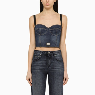 Dolce & Gabbana Dolce&gabbana Cotton Denim Bustier Top Women In S