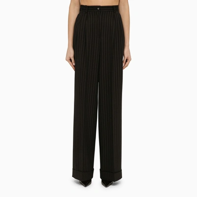 Dolce & Gabbana Dolce&gabbana Wool Pinstripe Trousers In Black