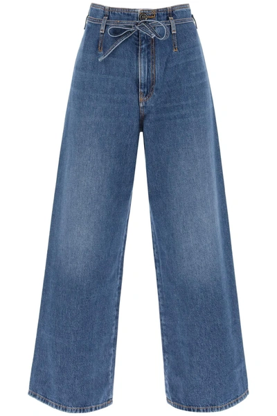 Etro Floral-embroidered Wide Leg Jeans In Blu