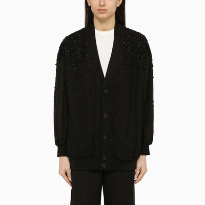 GOLDEN GOOSE GOLDEN GOOSE BLACK BOXY CARDIGAN WITH SEQUINS