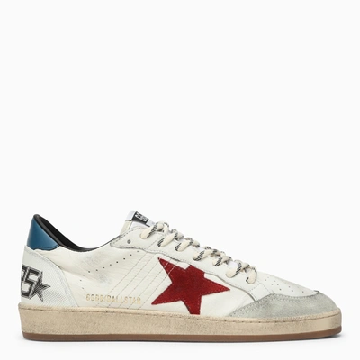 GOLDEN GOOSE GOLDEN GOOSE LOW BALLSTAR WHITE/RED/OCEAN BLUE SNEAKER