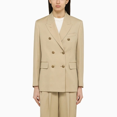 Golden Goose Sand Coloured Double Breasted Jacket In Wool In Beige