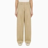 GOLDEN GOOSE GOLDEN GOOSE WIDE SAND COLOURED WOOL TROUSERS