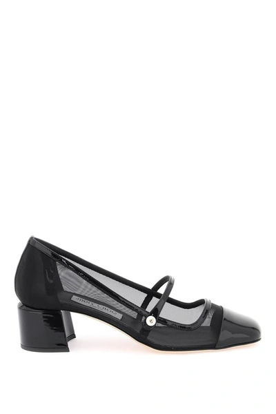 Jimmy Choo Elisa Mesh Mary Jane Ballerina Pumps In Black