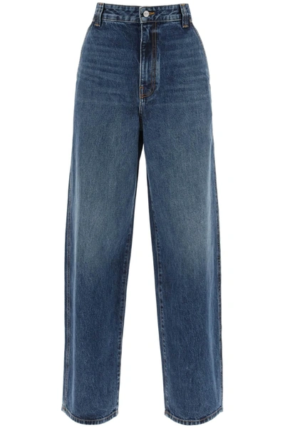 Khaite Bacall Wide Leg Jeans In Blue