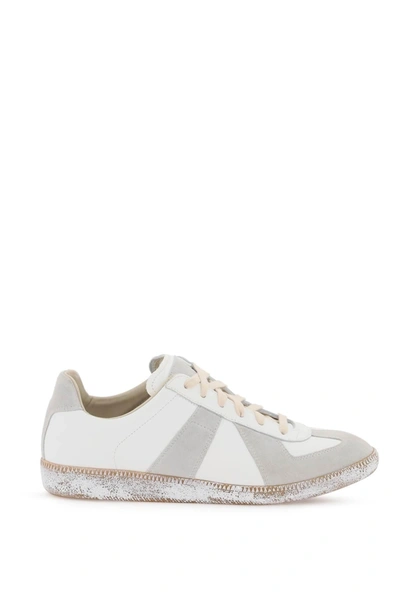 Maison Margiela Vintage Nappa And Suede Replica Sneakers In In White,grey