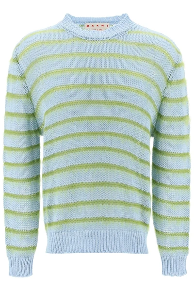 MARNI MARNI SWEATER IN STRIPED COTTON AND MOHAIR