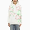 MARNI MARNI WHITE SWEATSHIRT WITH COTTON EMBROIDERY