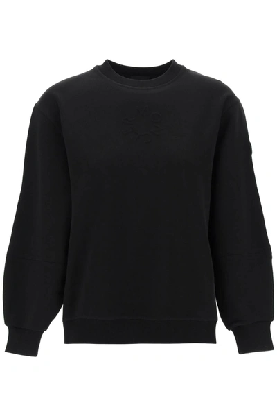 Moncler Logo-print Crew-neck Sweatshirt In Nero