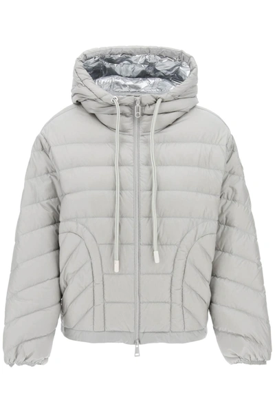 Moncler Delfo Hooded Puffer Jacket In Grey