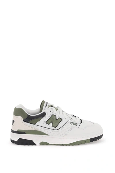 New Balance 550 Leather Sneakers In White/green