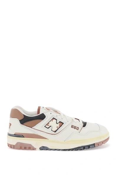 New Balance 550 Leather Trainers In White,brown