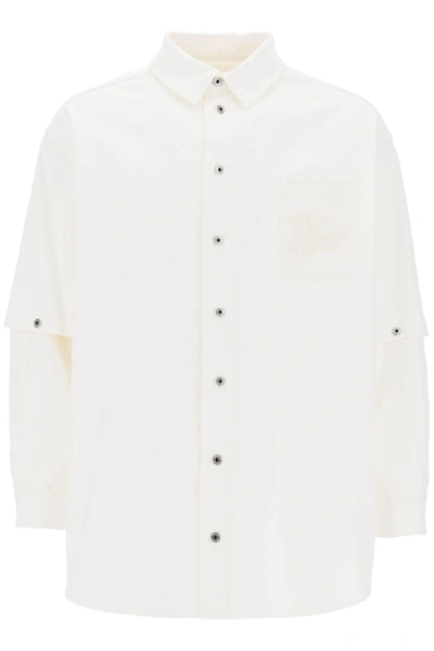 Off-white 90s Logo Overshirt In Raw White Cotton For Men