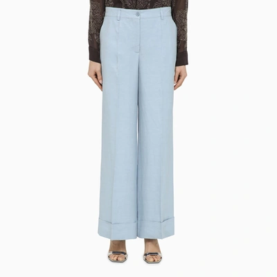 P.a.r.o.s.h. Viscose Linen Trousers In Light Blue