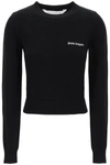 PALM ANGELS PALM ANGELS CROPPED PULLOVER WITH EMBROIDERED LOGO