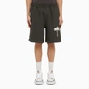 PALM ANGELS PALM ANGELS GREY COTTON BERMUDA SHORTS WITH PRINT