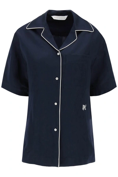 Palm Angels Short Sleeved Pajama In Blue