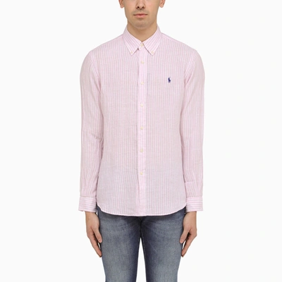 Polo Ralph Lauren Custom Fit Oxford Pink/white Linen Shirt