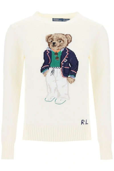 Polo Ralph Lauren Pullover In Cotone Polo Bear In Parchment Cream