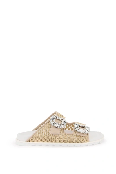 ROGER VIVIER ROGER VIVIER "RAFIA SLIDY VIV' SLIDES WITH STR