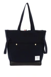 THOM BROWNE THOM BROWNE CANVAS TOTE BAG WITH HANDLES AND