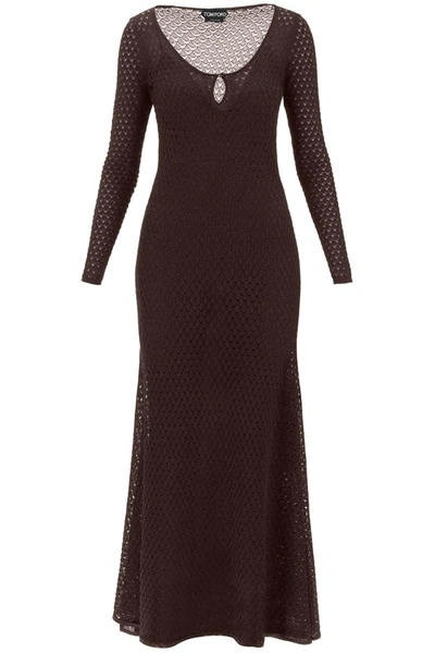 Tom Ford Metallic Open-knit Maxi Dress In Black