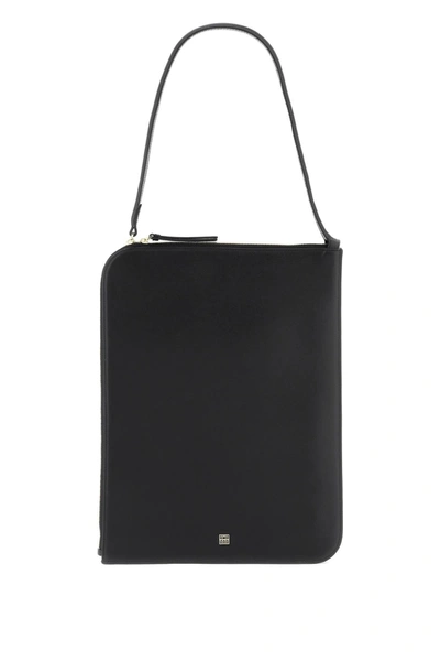 Totême Scoop Palmellata Leather Shoulder Bag in Black