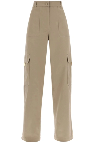 Valentino Cotton-blend Canvas Wide-leg Cargo Pants In Beige