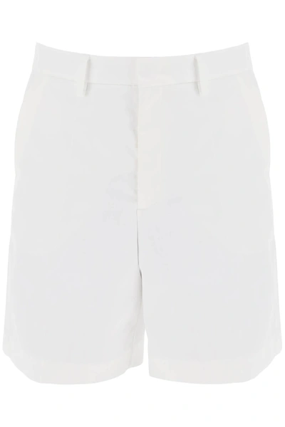 Valentino Cotton Poplin Bermuda Shorts In Ivory