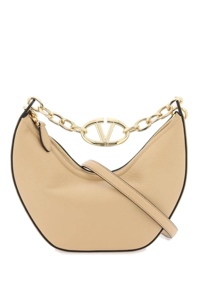 Valentino Garavani Small Vlogo Moon Hobo Bag In Cream