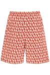 Valentino All-over Toile Iconographe Print Silk Faille Bermuda Shorts In Brown