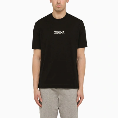 Zegna Crew Neck T-shirt With Logo In Black