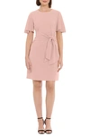 Donna Morgan Flutter Sleeve Waist Tie Dress In Shell Pink