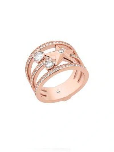 Michael Kors Celestial Crystal Star Ring In Rose Gold