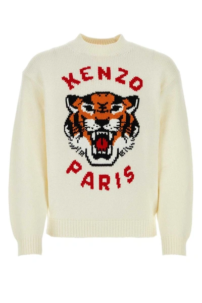 Kenzo Lucky Tiger Cotton-blend Sweatshirt In White