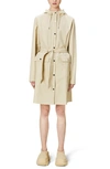 Rains Curve Hooded Belted Waterproof Jacket In Dune